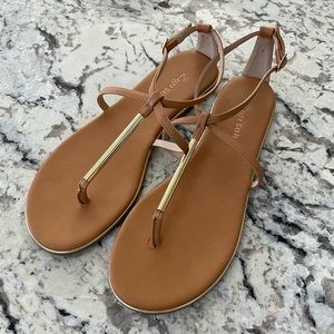 Zigi Soho Brown Tan & Gold Janette Flat Sandal